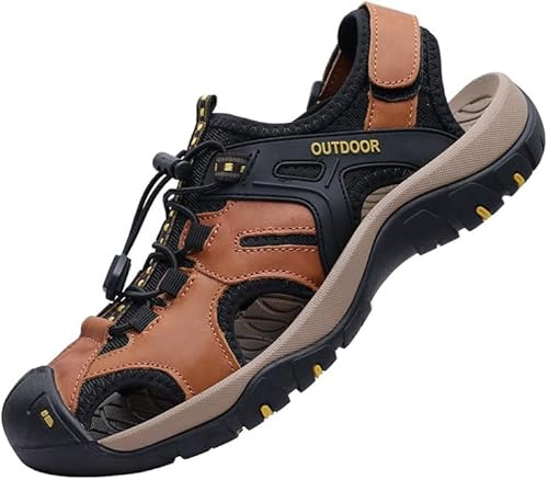 MGGMOKAY Hombre Sandalias de Verano Senderismo Exterior Trekking Casual Zapatos de Montaña Cuero Sandalias de Playa