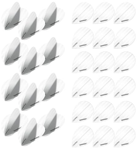 WINMAU Prism Delta Design Extra Thick Dart Flights - 10 sets per pack (30 dart flights in total) (White Zig Zag Pear)