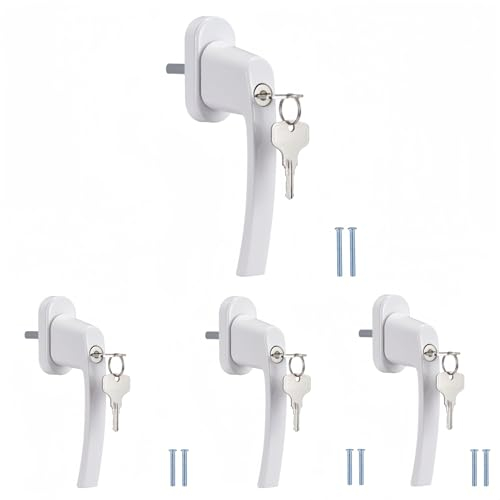 Meisax Lot de 4 poignées de fenêtre verrouillables en aluminium - Sécurité de fenêtre pour enfants - Avec 8 clés - Poignées de fenêtre verrouillables - Pour porte de fenêtre - Sécurité à la maison -