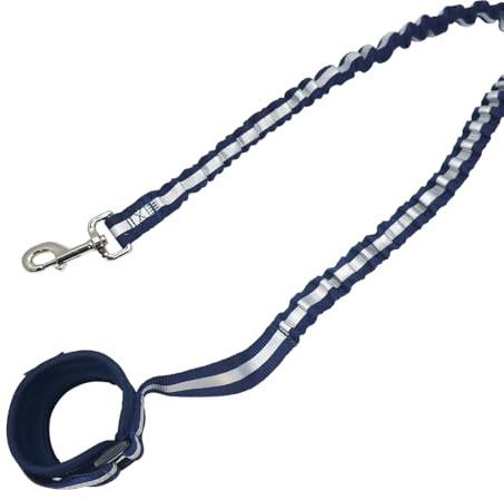 Nobby Guinzaglio da jogging elastico blu, L: 100/150 cm, larghezza: 25 mm