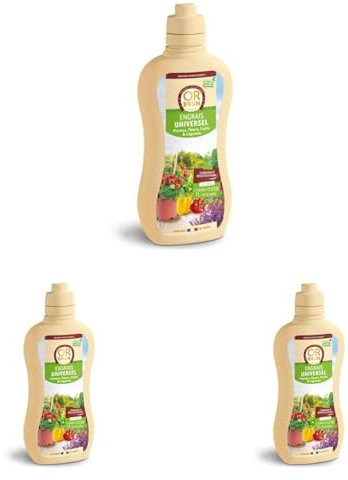 OR BRUN Engrais Universel - 1L - Nourrit Les Plantes & Améliore La Floraison - Fabriqué En France - Utilisable En Agriculture Biologique OBRECLUNI1 (Lot de 3)