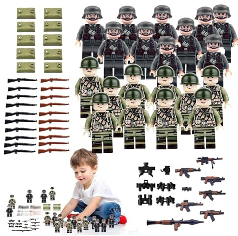 XcnPer Toy Soldiers Army Toys Set, 20 Battle-Ready Army Men With 27 Weapons & 7 Accessories, 1.77 Inch Military Figures For Kids Collection, Toy Soldiers Army Toys For War Games & Educational Play