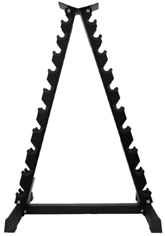 FFitness Supporto Manubri a Piramide Rastrelliera Porta Pesi Palestra in Acciaio Stand Salvaspazio Rack Verticale Robusto Home Gym