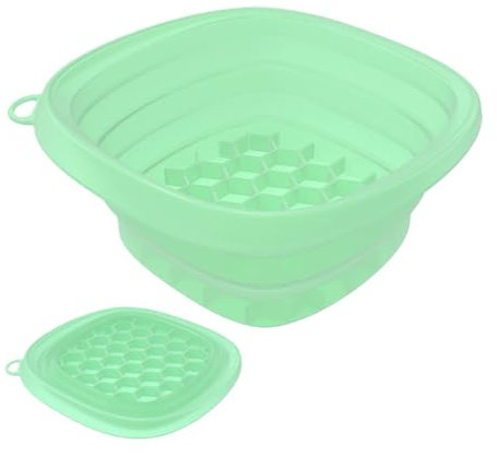 Holdes Bassin Glacé Visage,Bassine Pliable - Silicone Rechargeable avec Bac à Glaçons Intégré pour Maison Cuisine et Spa