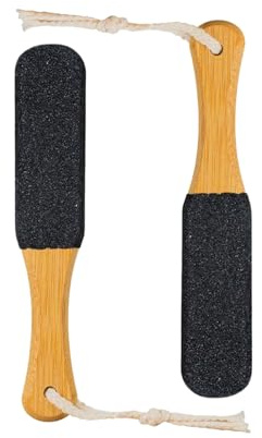 de callos, escofina exfoliante para pies, removedor de piel muerta, 2 piezas, 22,5 x 4,3 cm, diseño de mango de madera, escobilla de pie de doble cara, fácil de limpiar, ideal para talón
