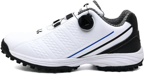 Scarpe da golf da uomo, impermeabili, da allenamento, professionali, leggere, comode, regolabili, bianco e nero, 44 EU