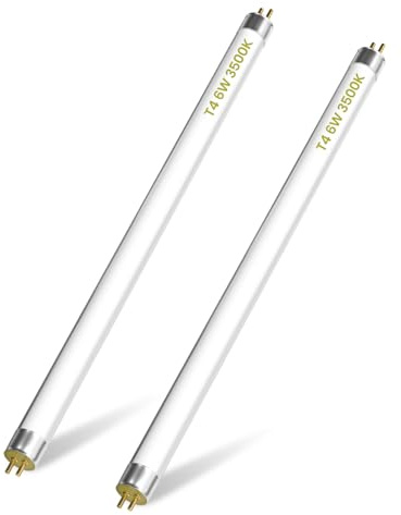 Lamptobe Tubos Fluorescentes Pequeños T4 6W 232MM - Bombilla Fluorescente 2 Pines G5 Blanco Suave 3500K Bombilla T4 de Alta Eficiencia, 232MM Incluyendo Clavijas/ 218MM Excluyendo Clavijas (2-Pack)