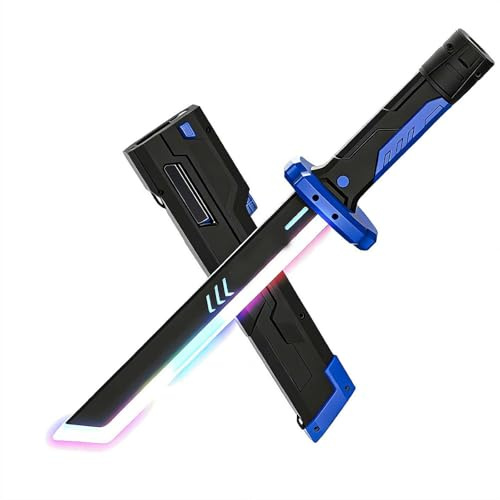 Sparkblade-svärd med gnistor, 44 cm, med flerfärgade LED-lampor och ljudeffekter, USB C-uppladdningsbart svärd för utklädning, halloween-cosplay, leksak
