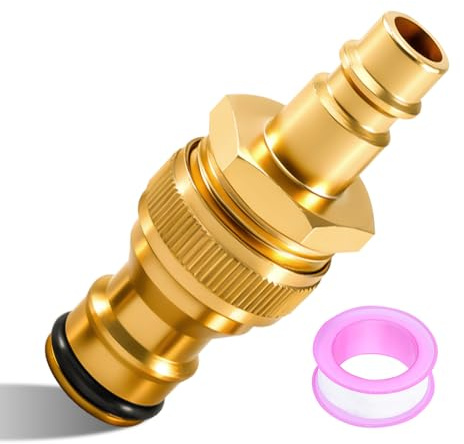 Silkwish Entwässerungs Adapter (für Gardena) aus Messing mit Dichtungsband, Zum Anschluss von Druckluft, Ideal für Gartenbewässerung