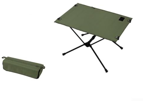 Oniissy Mesa de camping plegable para uso en exteriores, mesa de tela plegable ligera y portátil, 57 x 40 x 38 cm con poliéster Oxford 1000D y tablero de polipropileno, fuerte carga, no (verde)