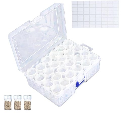 Scatola portaoggetti per semi, contenitore per semi, 60/24 scomparti, organizer con coperchio trasparente, contenitore per piantare con 64 etichette adesive per piante e verdure