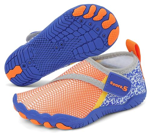 MASOCIO Chaussures Aquatiques Enfant Chaussures d'eau Séchage Rapide Antidérapantes pour Piscine Mer Plage Taille 27-37 EU