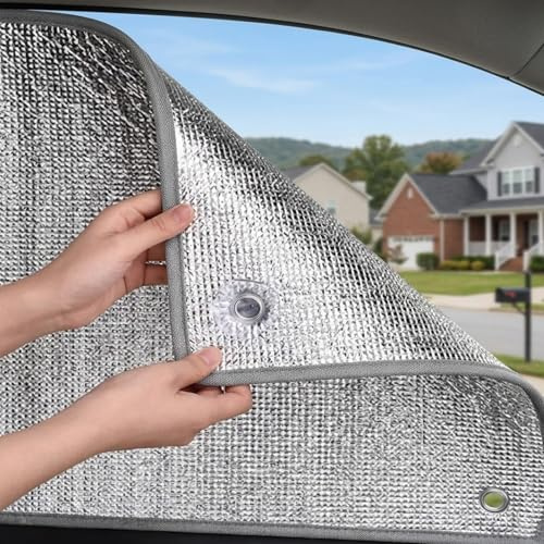 Película Reflectante para Ventanas 8mm Lámina de Aluminio Películas Aislante con Ventosas, Película de Privacidad Blackout para Hogar, Películas de Protección Solar(90x150cm)