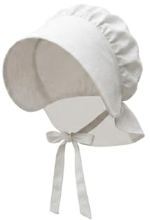 labreeze Children's Victorian Bonnet Hat, White, Traditional Historical Fancy Dress Accessory for World Book Day, Theatre and School Events