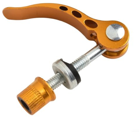 Posheliox M6 Seat Post Clamp, Quick Release Skewer Bolt Alloy Bike Saddle Binder Screw Tool Free Height Adjustment for Mountain Road Bike Scooter(m6x50mm gold)