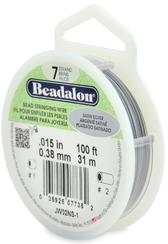 Beadalon 7-Strand Edelstahl 0.015-inch Bead Besaitung Draht, 100-feet, Satin Silber