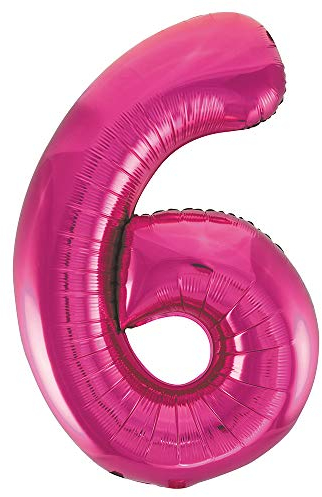 Unique Party- Globo gigante número 6, Color rosa, 86 cm (55736) , color/modelo surtido