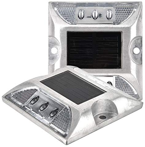 2 Stück Solar Ground Lights LED Leuchten, 6 LED Bodenmarkierungsleuchten wasserdichte Außenleuchte für Straße, Weg, Deck, Dock, Auffahrt, Garten (weißes Licht)