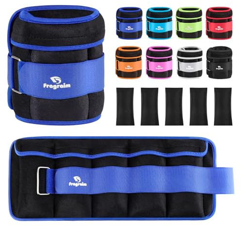 Adjustable Ankle Weights 1-5 LBS Pair with Removable Weight for Jogging, Gymnastics, Aerobics, Physical Therapy, Resistance Training|Each 0.5-2.5 LBS, Total 5LBS, Blue