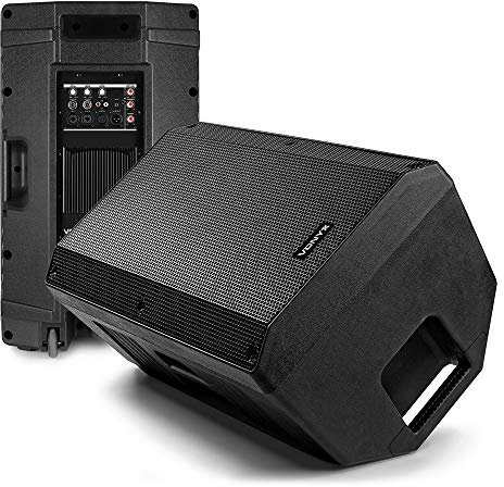 VONYX VSA12 12 Powered Foldback Monitor Speakers Pair, High-Power Bi-Amp Stage and Studio Sound System, Portable Active DJ Speaker Set for Live Performance