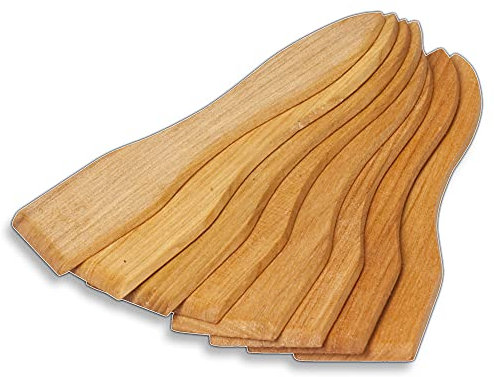 4 x Set of 8 Hofmeister® Raclette Scrapers Made of High-Quality Cherry Wood, 13 cm, Protects Coated Raclette Pans, Heat-Resistant Raclette Spatula from Europe, Sturdy Raclette Accessories