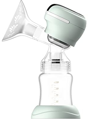 KikkaBoo Extractor de Leche Eléctrico LEIA PLUS, Sacaleches con 3 Modos, 9 Niveles de Succión, Función de Memoria, Cero Reflujo, Pantalla Táctil, Portable, Compacta, Menta