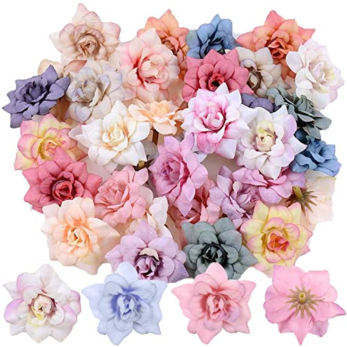 YUANHEHE Mini sidenblommor konstgjorda blommor 50 stycken gör konstgjorda blomhuvuden mini färgglada sidenblommor för gör-det-själv-bröllopsfest dekoration hantverk