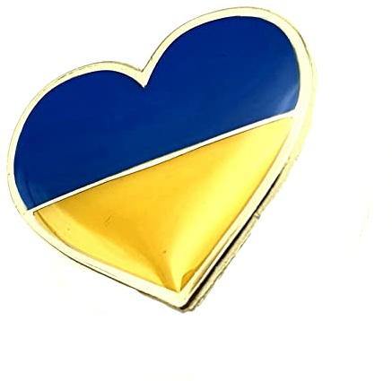 Pin de metal esmaltado con diseño de corazón de Ucrania, Metal