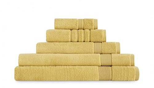 Juego de toallas de Baño 3 Piezas, 1 Toalla de Baño 70x140 cm, 1 Toalla de Lavabo 50x100 cm, 1 Toalla de Tocador 30x50 cm – 100% Algodón 600 Gramos/m2, Zero Twist más Suave y absorbente. (Mostaza)