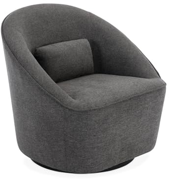 sweeek - Fauteuil pivotant 360° en Tissu Gris foncé avec Coussin. Lana L 80 x P 73 x H77cm