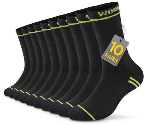 TUUHAW Calcetines Trabajo Hombre Algodon Largos Negros Calcetines Hombre Invierno Deporte Running Ciclismo 47-50 Work Socks Termicos Cómodos y Transpirables