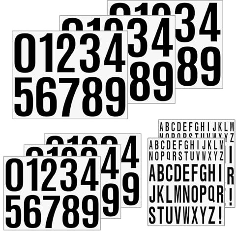 8 Hojas Letras y Números Adhesivas Pegatinas 166 Piezas Impermeables Letras y Numeros Adhesivas Grandes Pegatinas de Números de Buzón para Buzones Puertas Casas Números de Dirección Interior o Exterio
