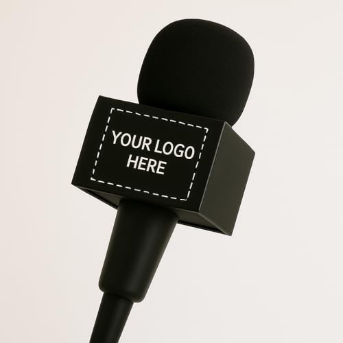 Chief Swag Officer Custom ABS Mic Station Block – Add Your Full-Color Logo – Durable Branding Solution for Interviews, Conferences, and Studio Use (Black)