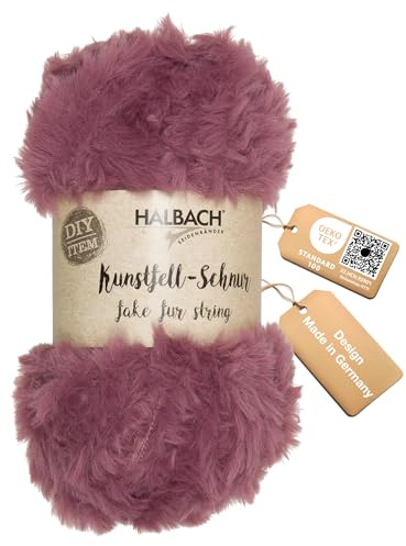 Halbach Seidenbänder Lana esponjosa para tejer, ovillo de 50 g, ancho: 1 cm, hilo de piel sintética para manualidades, color: baya