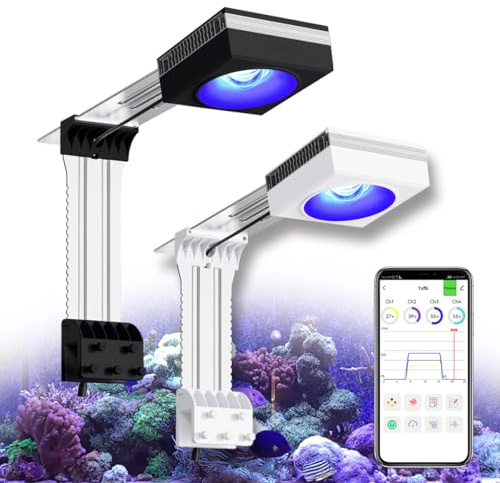 PopBloom RL90 100 Watts Aquarium LED Reef Light, Smart-APP Control Full Spectrum Marine LED for Saltwater Coral Fish Tanks (Black)