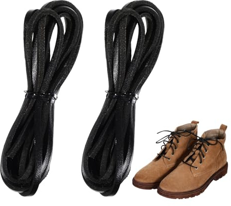 Nogeqi 2 rullar läderband kedjor 3 mm × 2 m läderremmar metervara äkta läder, läderband för kedjor platt lädersnöre skosnören läder för skospetsar halsband gör-det-själv hantverk smycken