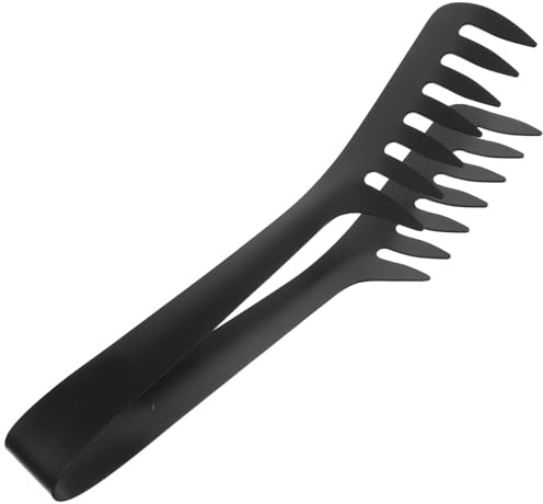 MOLUCKFU Pinzas para Espaguetis de Acero Inoxidable Negras Multifuncionales para Servir Pasta Carne y Fruta Resistentes al Calor y Antideslizantes para Cocina y Barbacoa