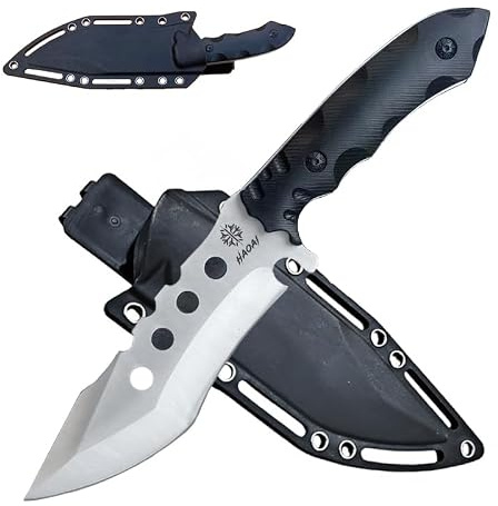 HAOAI Utomhuskniv jaktkniv stål av 5Cr13Mov Manico in APS Full Tang con fodero in Kydex utomhuskniv för camping vandring EDC (vit)