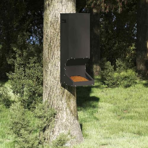 Mokuyary Råfoder svart 28 x 30 x 80 cm kallvalsat stål för fjäderfä (kycklingar/kycklingar/ankor)