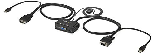 StarTech.com Switch Conmutador KVM de Cable con 2 Puertos VGA USB Alimentado por USB con Interruptor Remoto