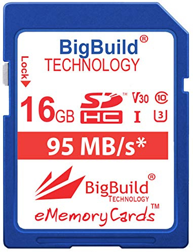 BigBuild Technology 16GB UHS-I U3 95MB/s Speicherkarte für Canon EOS 1200D, 1300D, 2000D, 200D, 4000D, 5DS, 5DS R, 77D, 800D, 80D, 9000D, 5D Mark IV, 6D Mark II, M100, M3, M5, M50, M6, R Kamera