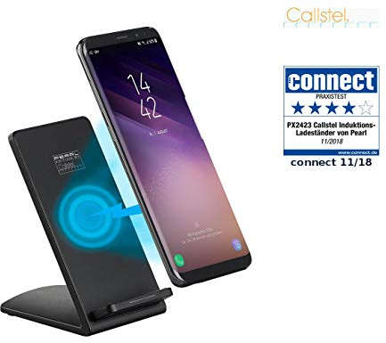 Callstel ELECTRÓNICA - Inducción Estación de Carga: Soporte de Carga por inducción para teléfonos Inteligentes compatibles con Qi, 1A, 1A, Negro (Teléfono Inteligente Cargador)