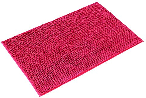 PANA® Chenille Badematte (70x120cm) • Mikrofaser Badematte • rutschfest & Waschbar • Saugfähiger Badvorleger & Duschvorleger für Bad • Weicher Badezimmerteppich Chenille • Farbe: Fuchsia