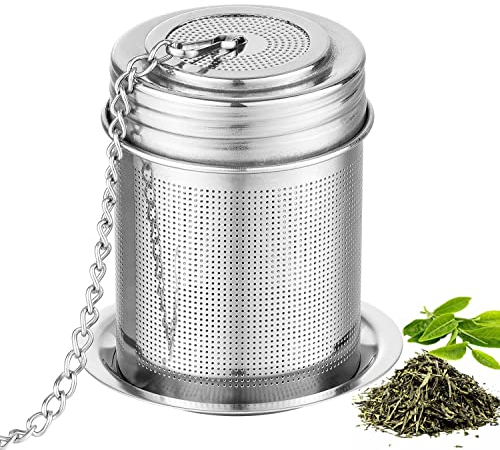TEEMADE Tea Filter,Cooking Infuser with Extra Fine Mesh Tea Ball Strainers Threaded Connection 304 Stainless Steel with Extended Chain Hook to Brew Loose Leaf Tea,Spices & Seasonings(1 Pack)