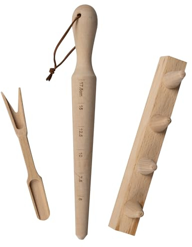 Windhager Anzuchtset, 3-teilig, Buchenholz, inkl. Pflanzholz, Pikierleiste und Pikiergabel, Pflanzsetz für Hochbeete, 05848