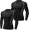 Terecey 2PCS Mens Compression Base Layer Long Sleeve Top,Cool Dry Gym Tops for Men,Breathable Sports T-Shirt,Comfortable Running Top Men for Running Gym Workout Fitness - Black + Black XL