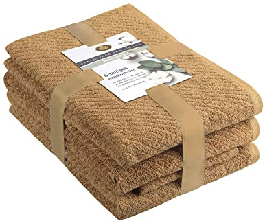 Gözze - Set de toallas de rizo, 2 toallas de mano (50 x 100 cm), 2 toallas de ducha (70 x 140 cm) y 2 toallas de invitados (30 x 50 cm), Algodón, 480 g/m² - Arena