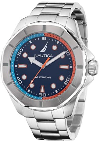 Nautica Reloj Análogico para Hombres de Cuarzo con Correa en Acero Inoxidable NAPKMS302