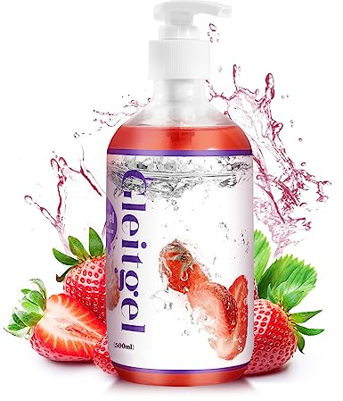 Gleitgel Wasserbasis mit Erdbeergeschmack, Essbar, Nicht klebrig, kein Zucker, für Frauen und Männer, Paare, Oralen Spaß, Sexspielzeug, Kondome, 500 ml diskrete Verpackung