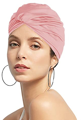 Cuffia da bagno da donna e ragazza, berretto da nuoto pieghettato in tessuto, turbante da nuoto retrò, cappelli da bagno, berretto da spiaggia per capelli lunghi, berretto da piscina, elegante, cuffia